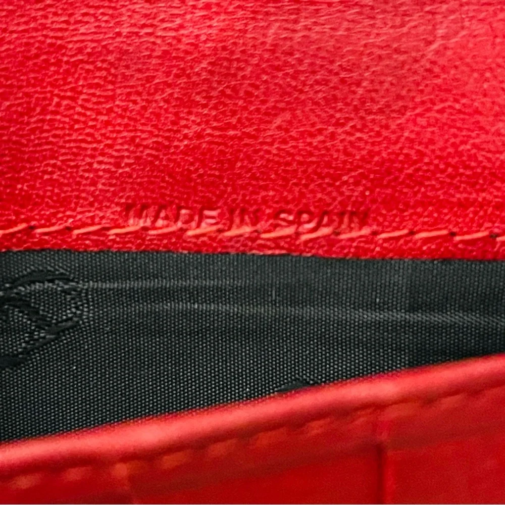 Vintage Christian Dior Red Pebbled Leather Continental Wallet